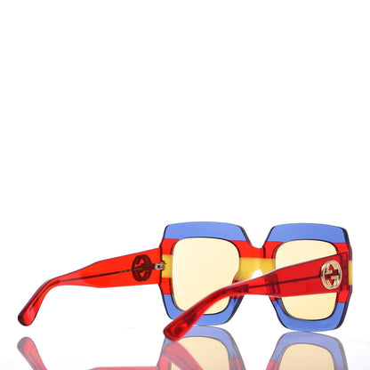 Gucci Square Frame GG0178S Sunglasses Blue Red Yellow 4 of 7