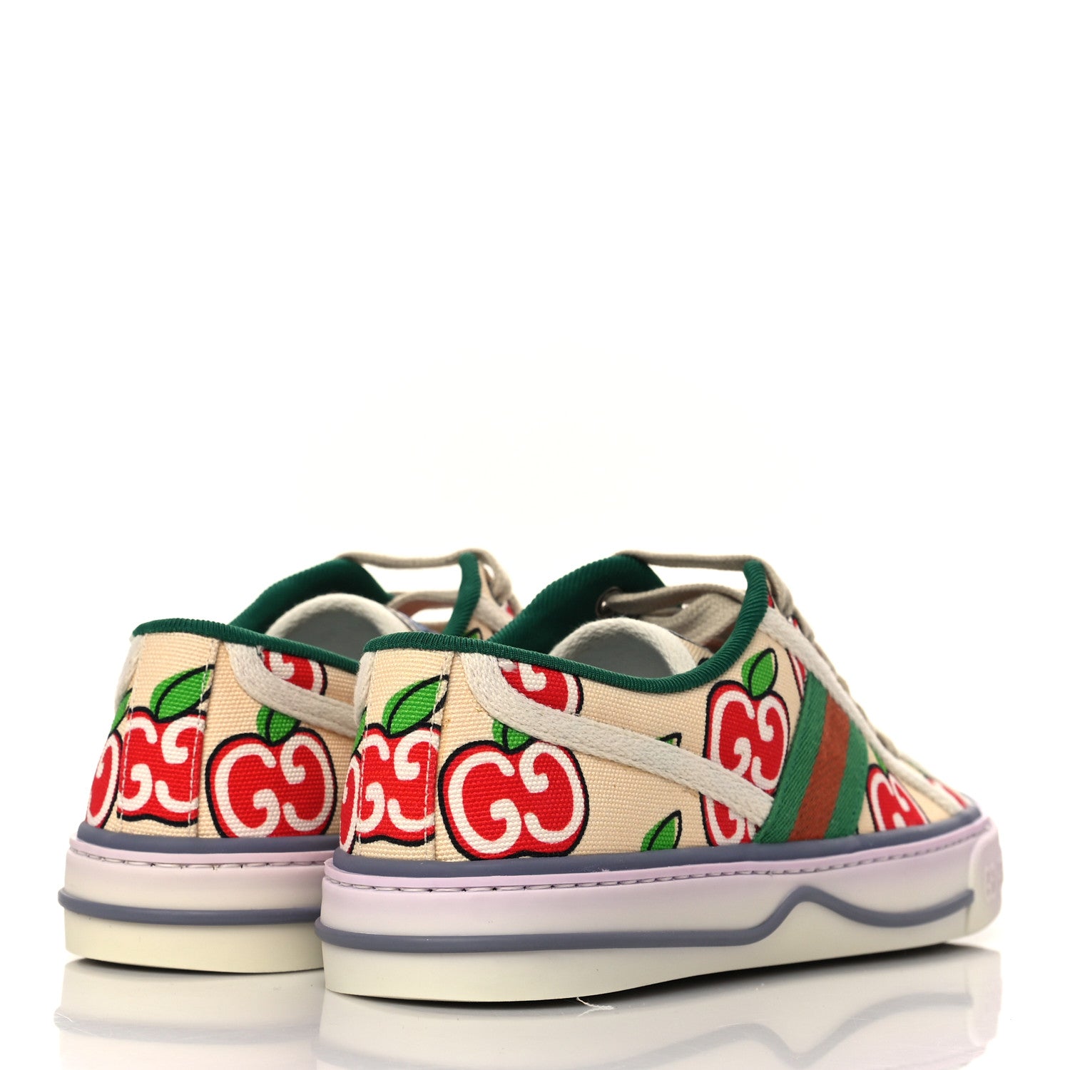 Gucci Canvas Web GG Apple Womens 1977 Tennis Sneakers 36 Ivory Red Mystic White New Shamarock 4 of 7