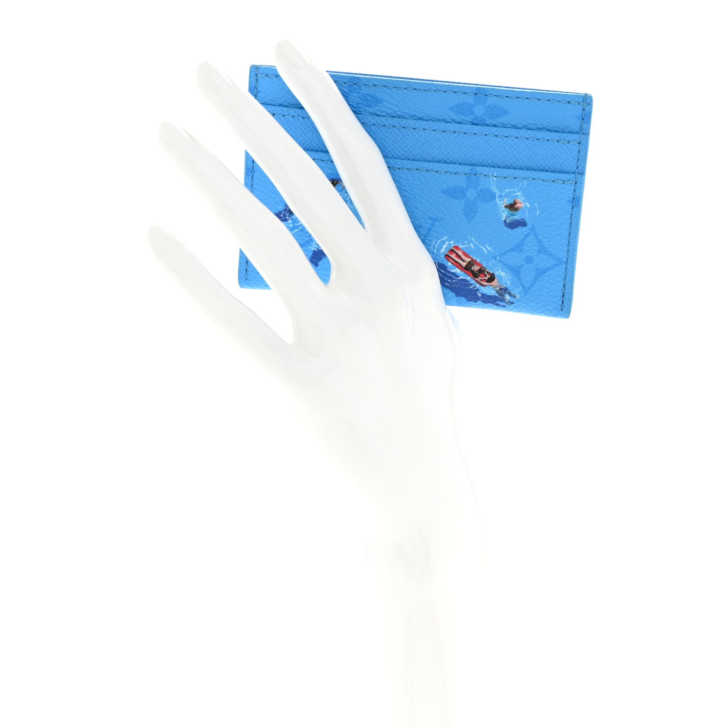 Monogram Double Card Holder Blue lagoon