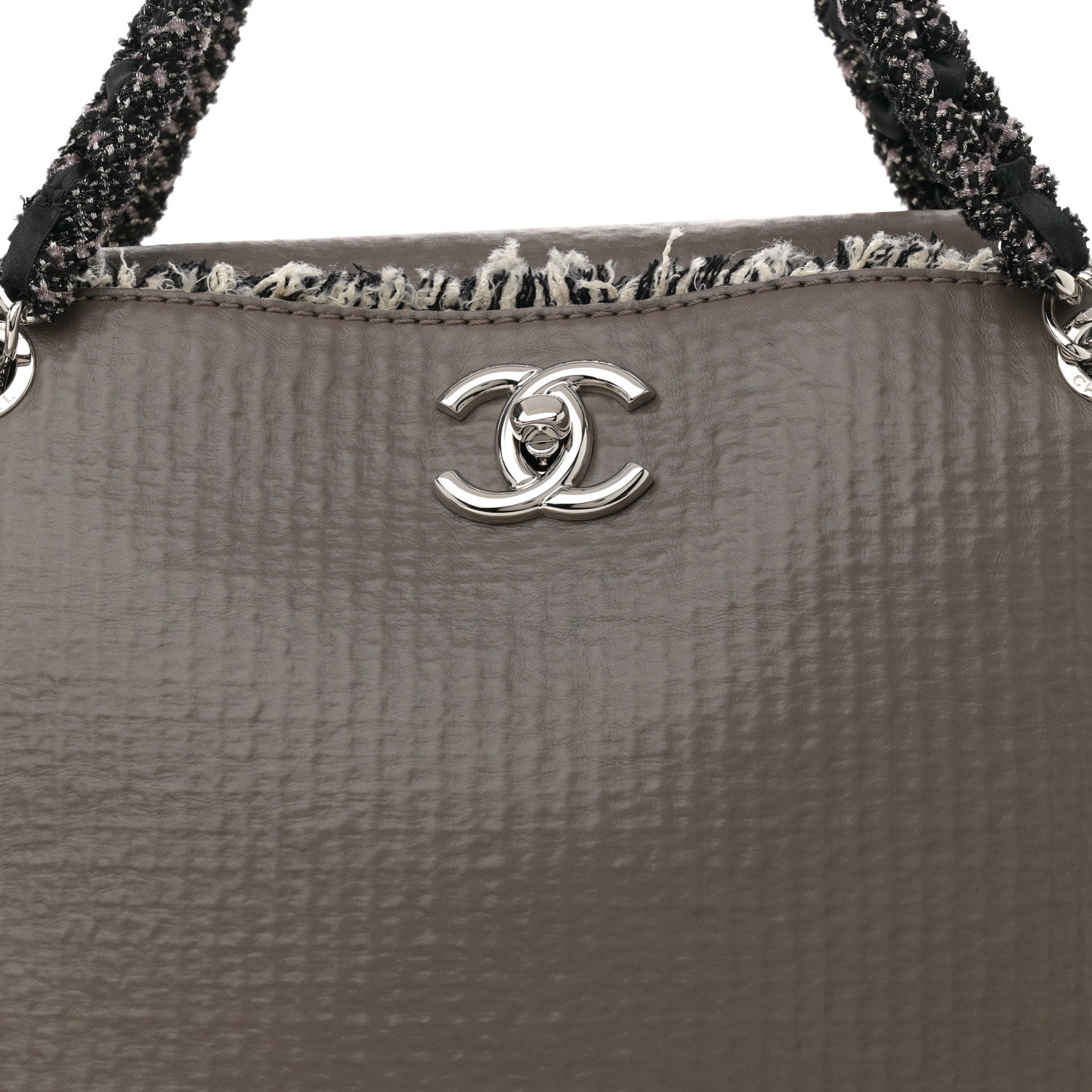 Chanel Glazed Calfskin Tweed Tweedy Shopping Tote Brown 8 of 11