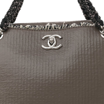 Chanel Glazed Calfskin Tweed Tweedy Shopping Tote Brown 8 of 11