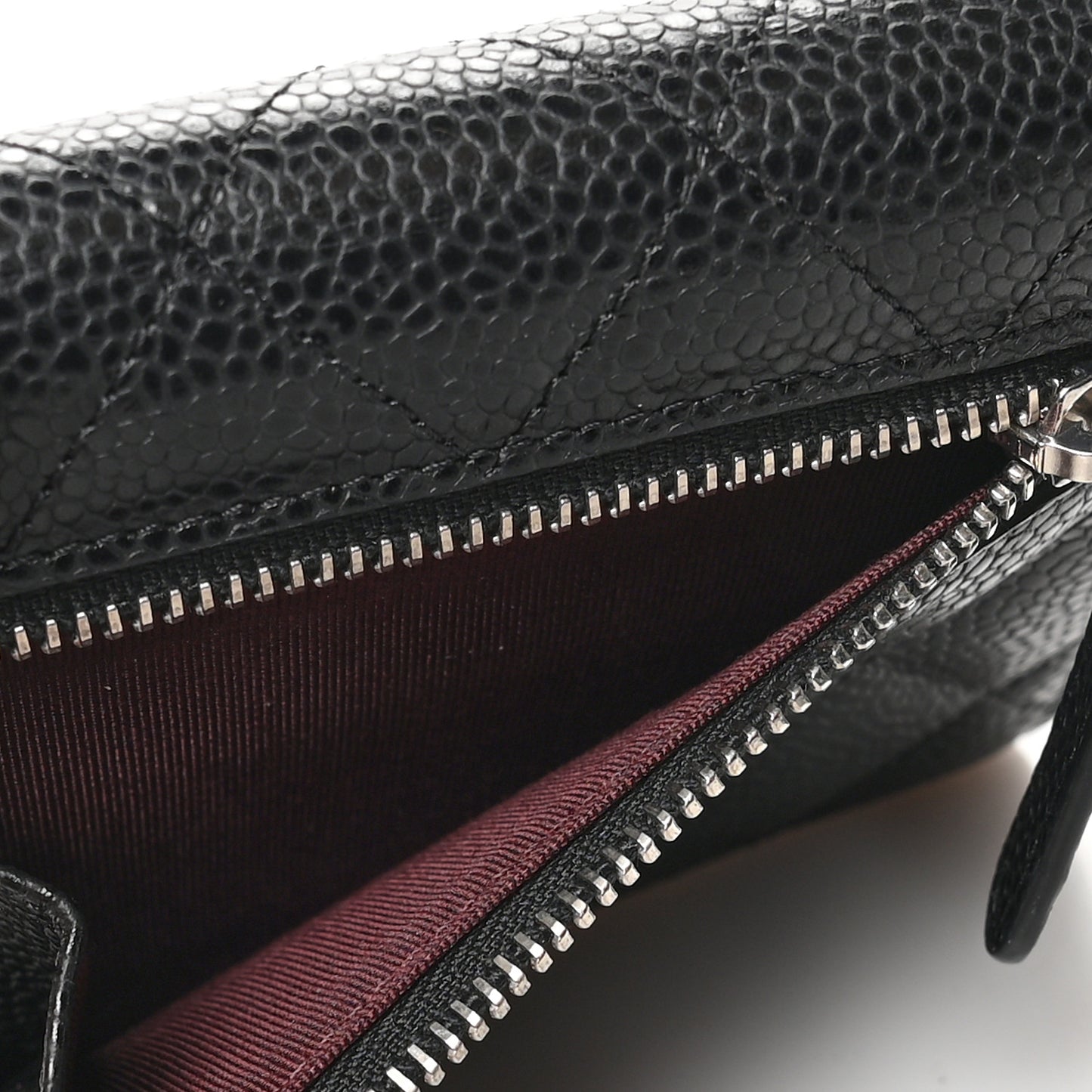 Caviar Quilted Compact Flap Wallet Black