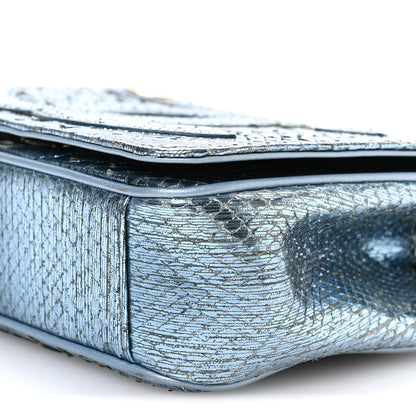 Chanel Metallic Snakeskin CC Flap Bag Blue 10 of 11