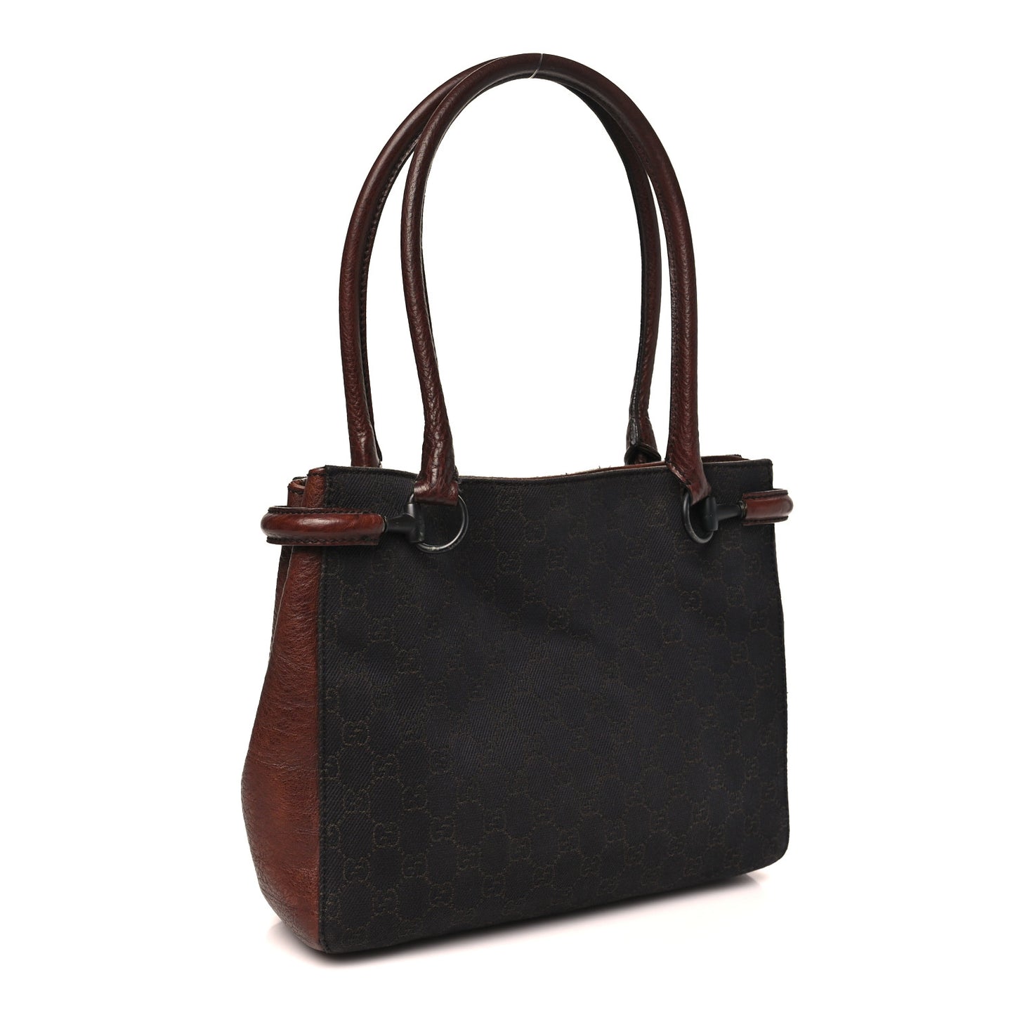 Monogram Denim GG Shoulder Bag Black Brown