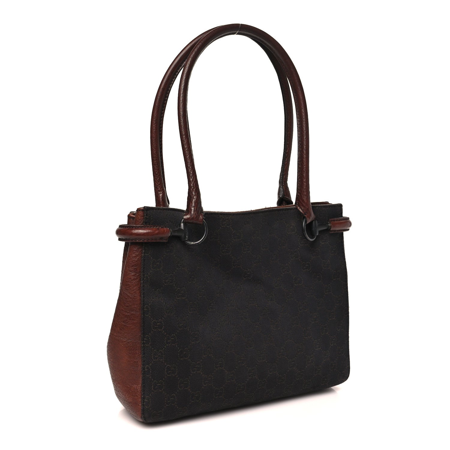 Gucci Monogram Denim GG Shoulder Bag Black Brown 3 of 12