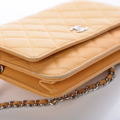 Chanel Lambskin Quilted Wallet on Chain WOC Yellow 15 of 20