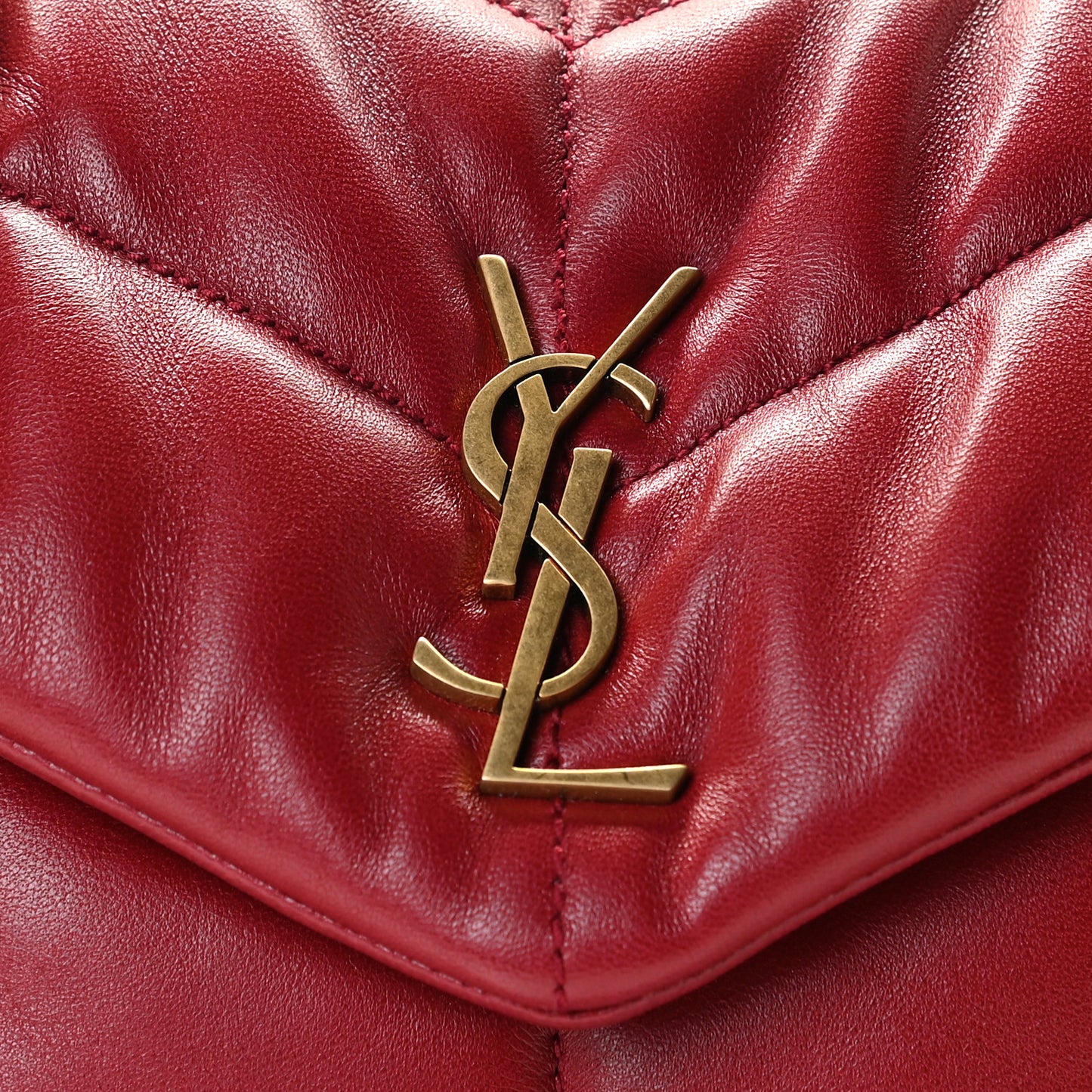 Lambskin Quilted Toy Loulou Puffer Monogram Chain Satchel Red