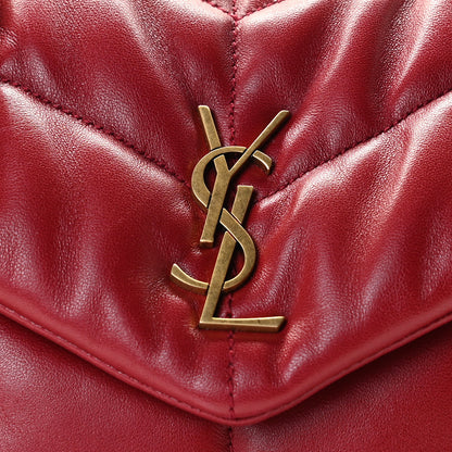 Saint Laurent Lambskin Quilted Toy Loulou Puffer Monogram Chain Satchel Red 10 of 10