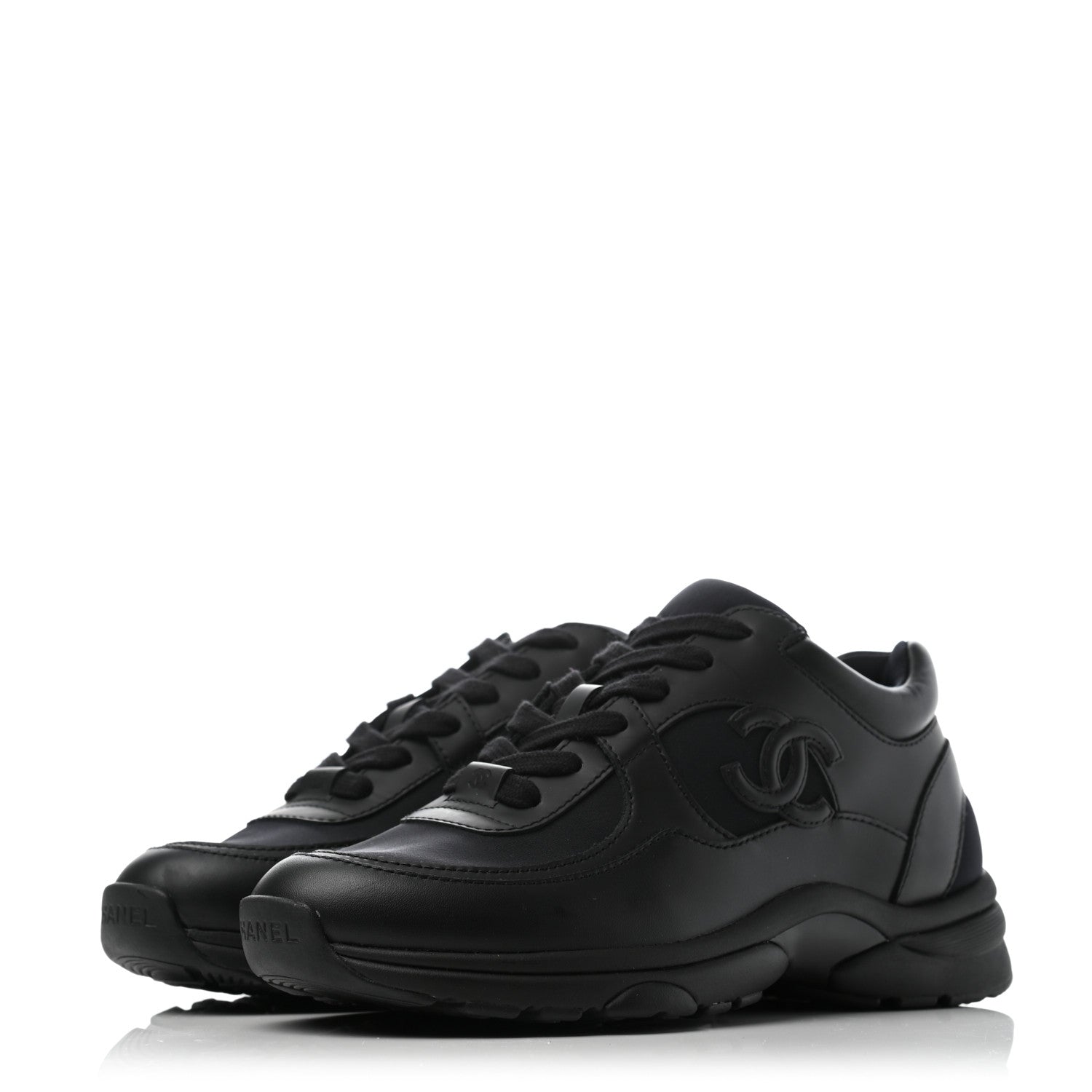 Chanel Calfskin Lambskin CC Uniform Sneakers 36 Black 3 of 6