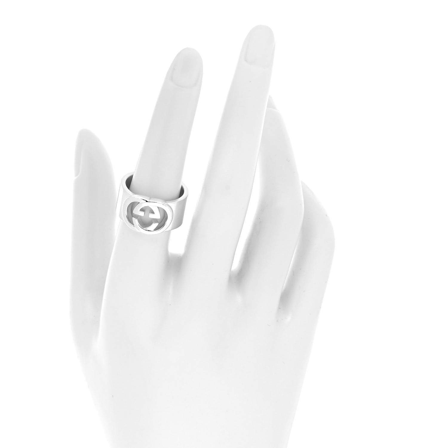 Gucci Sterling Silver 10mm Interlocking G Band Ring 55.7.25 2 of 6