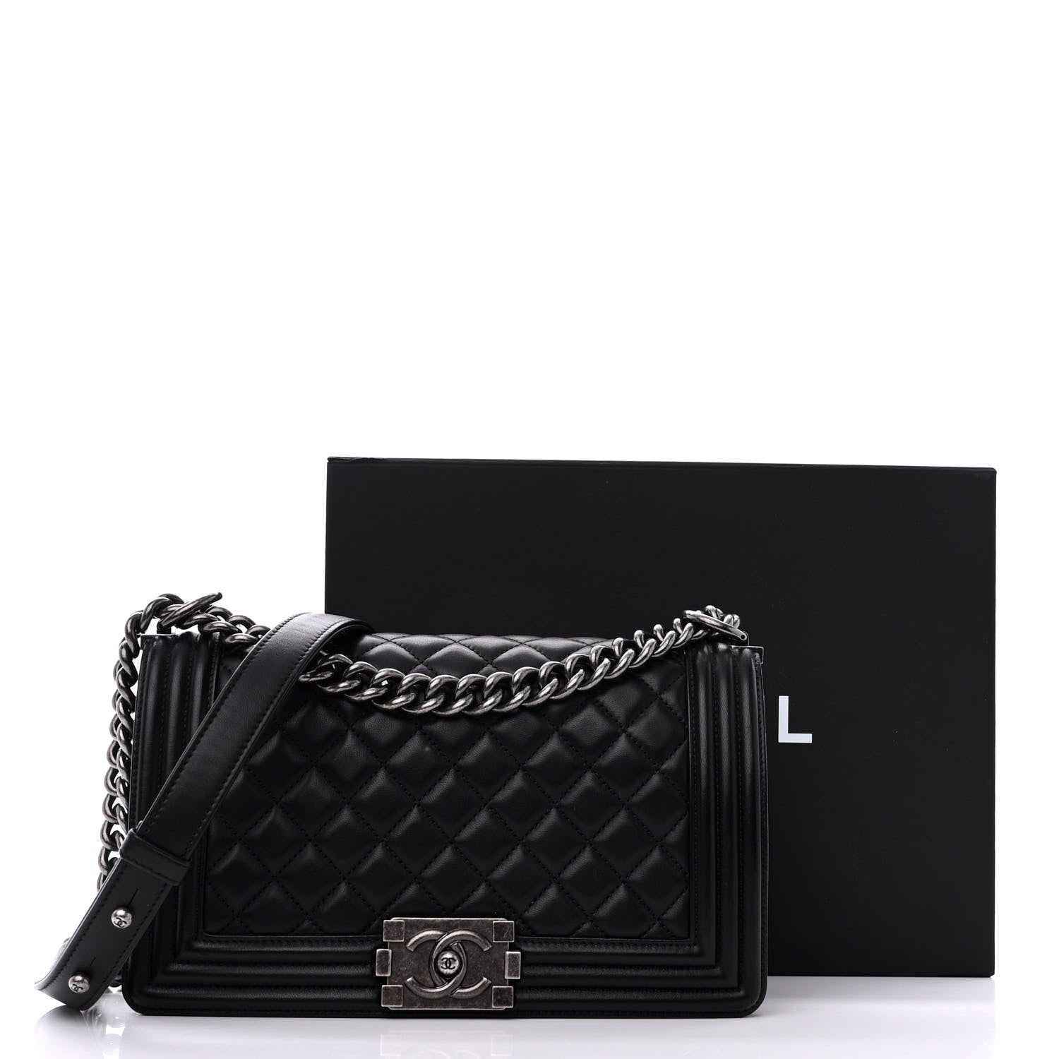 Chanel Lambskin Quilted Medium Boy Flap Black 12 of 12