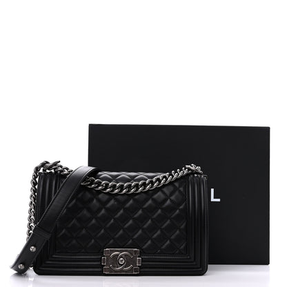 Chanel Lambskin Quilted Medium Boy Flap Black 12 of 12