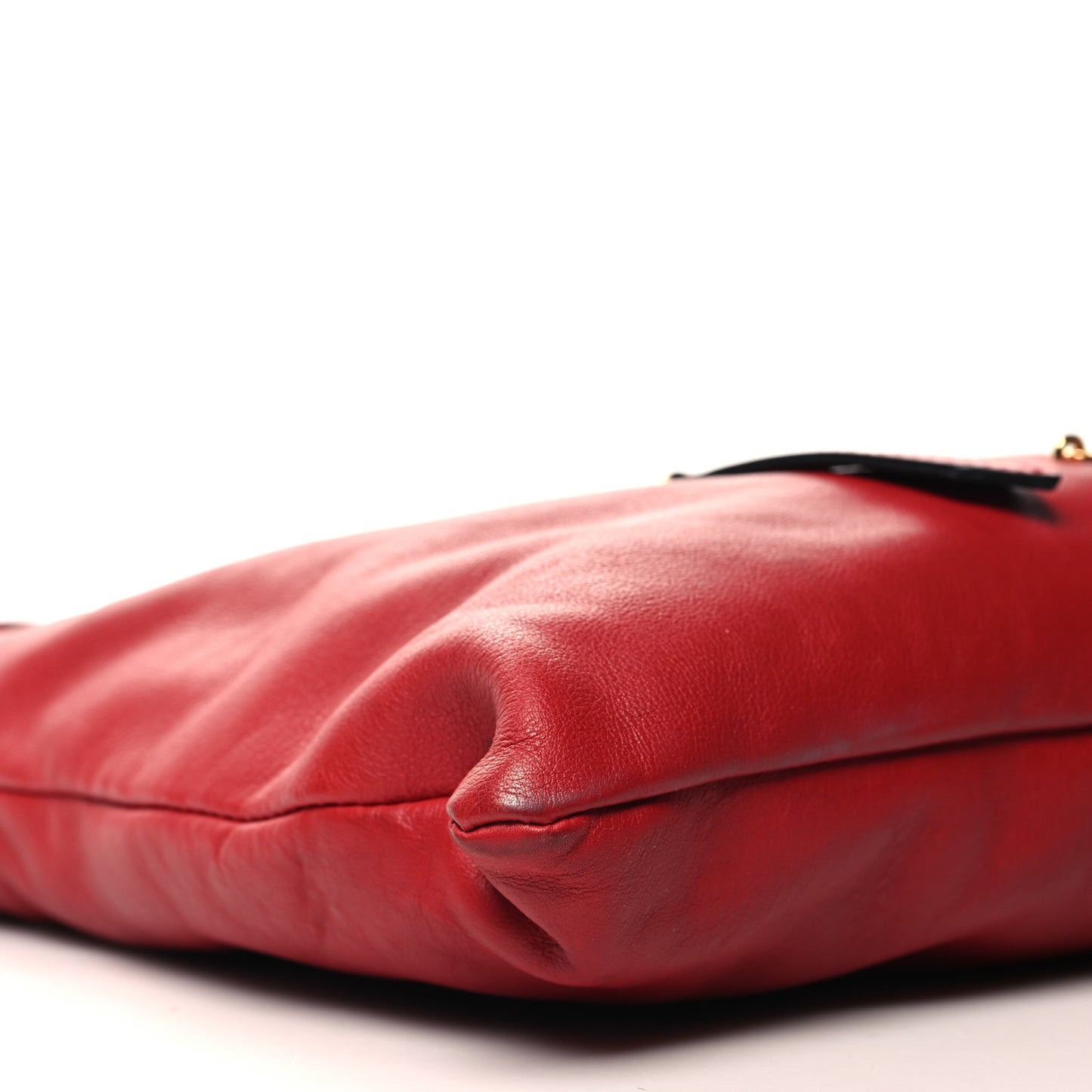 Soft Calfskin House Check Big Crush Tote Military Red