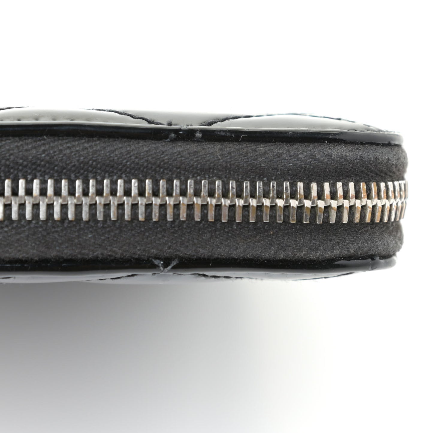 Patent Quilted Brilliant Zip Around Wallet Black