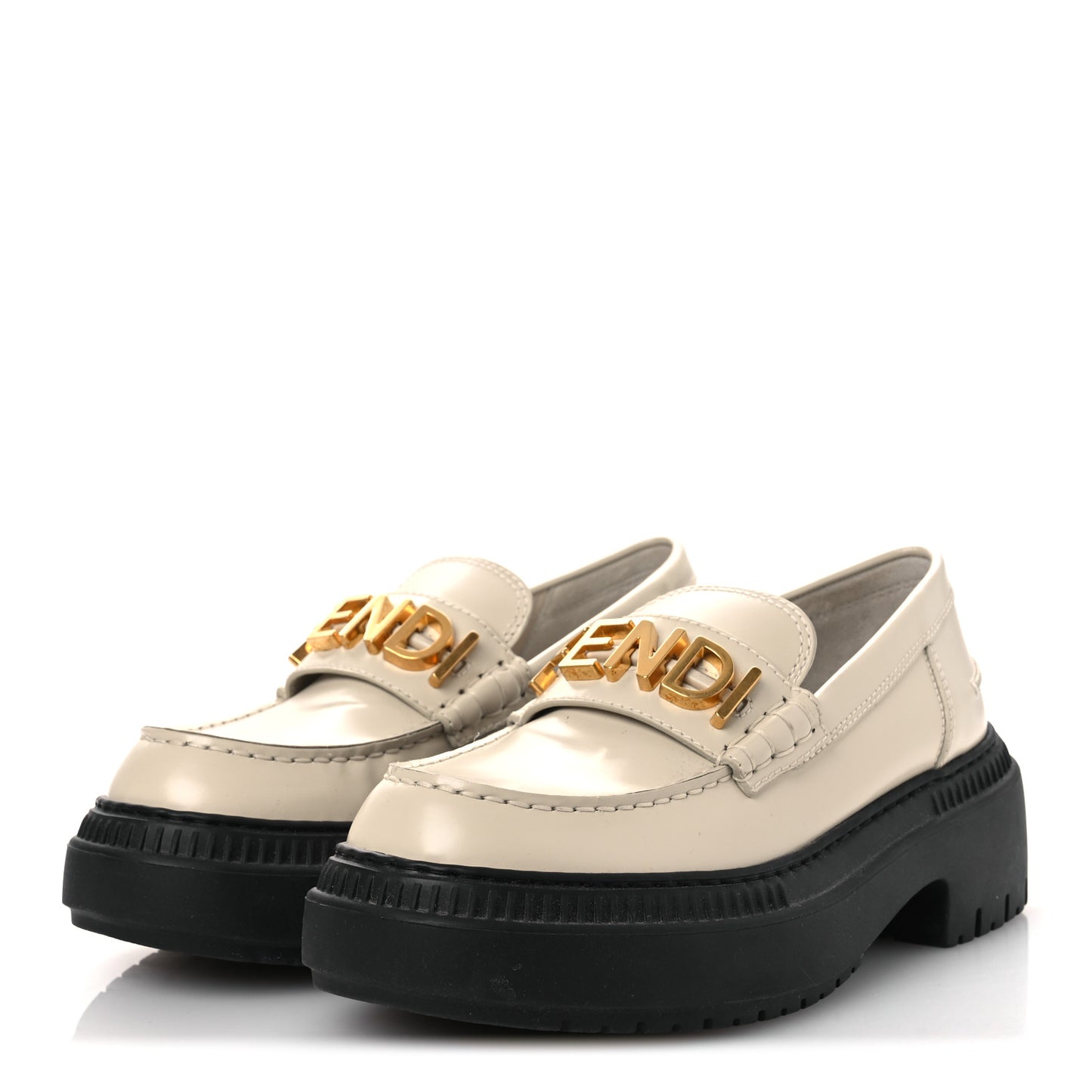 Vitello Abrasivato Fendigraphy 50mm Loafers 37.5 Blanco Babe