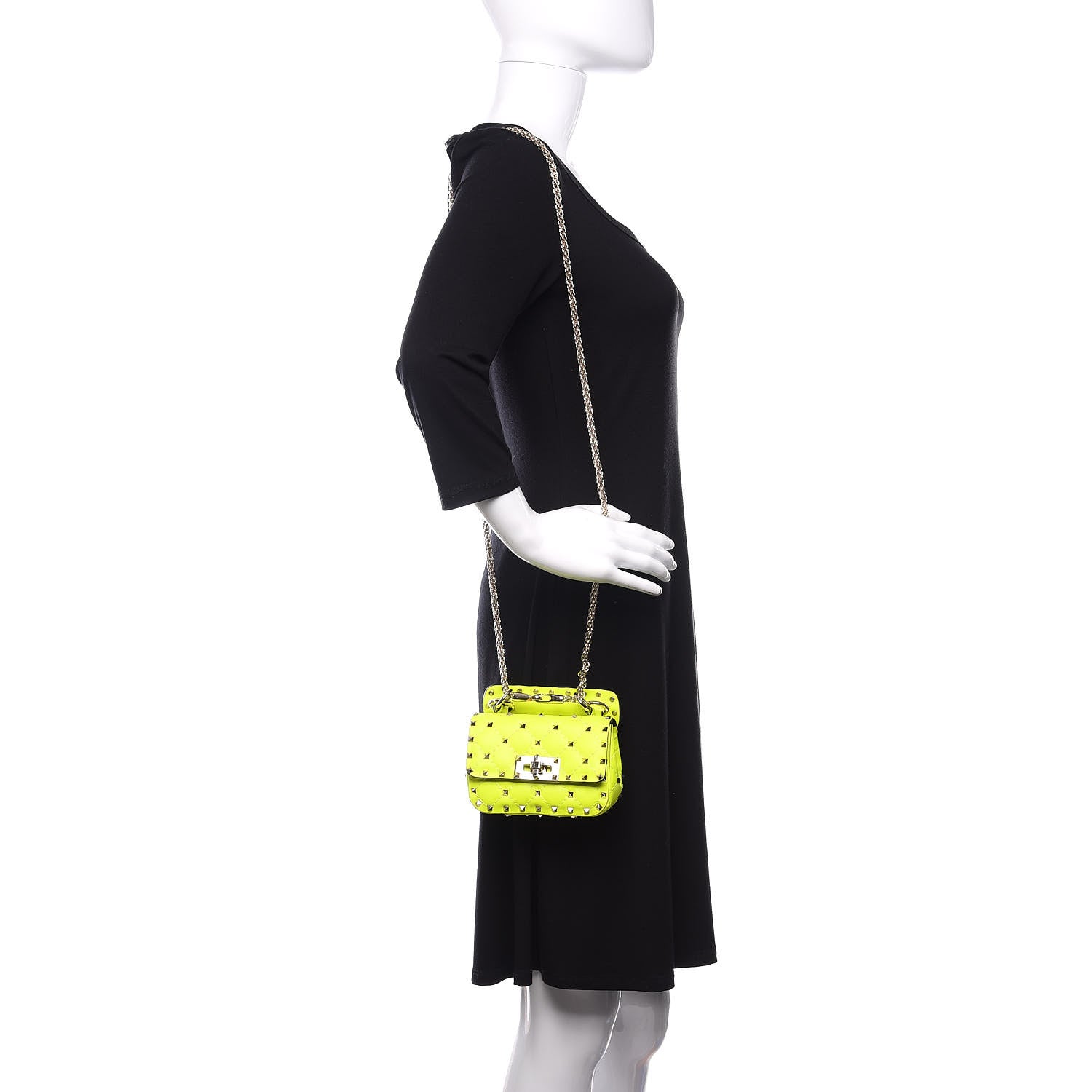 Valentino Garavani Calfskin Micro Rockstud Spike Shoulder Bag Lime 2 of 8