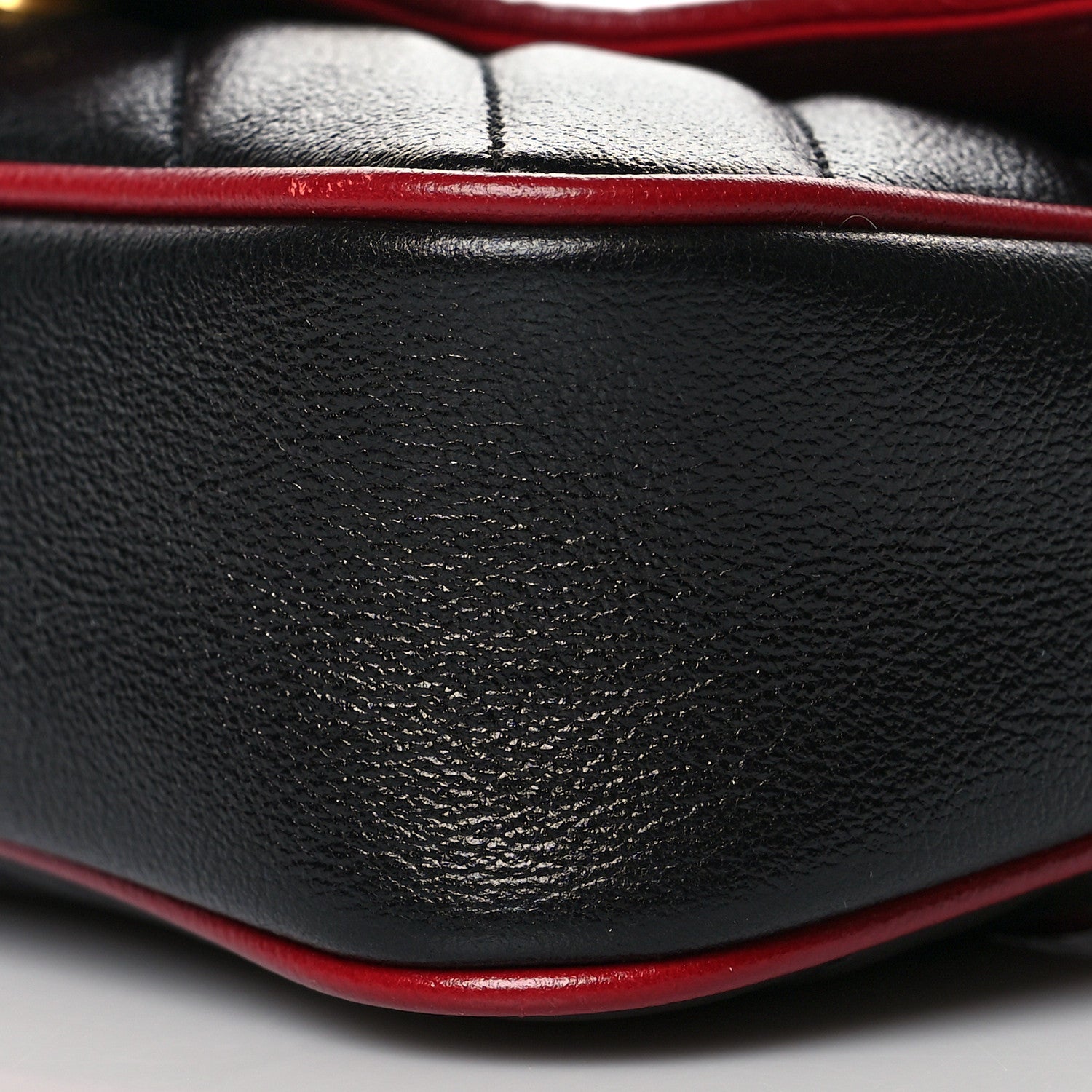 Gucci Vintage Effect Calfskin Matelasse Diagonal Super Mini Torchon GG Marmont Shoulder Bag Black Romantic Cherry 10 of 10