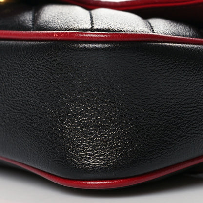 Gucci Vintage Effect Calfskin Matelasse Diagonal Super Mini Torchon GG Marmont Shoulder Bag Black Romantic Cherry 10 of 10