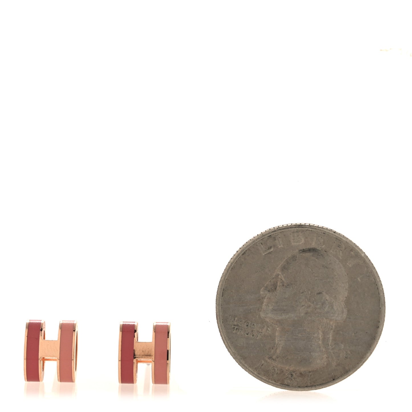 Rose Gold Lacquered Mini Pop H Rocabar Earrings Beaute