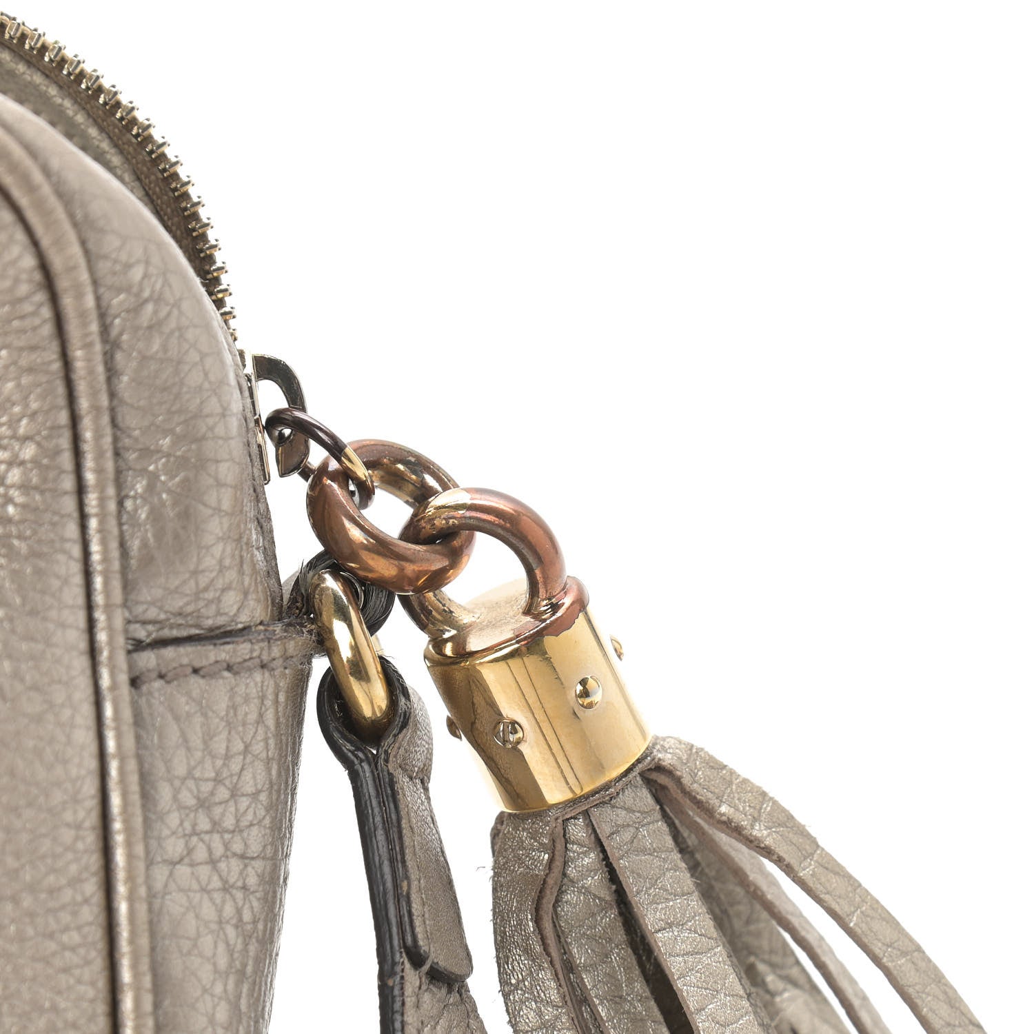 Gucci Metallic Pebbled Calfskin Small Soho Disco Bag Golden Beige 14 of 20