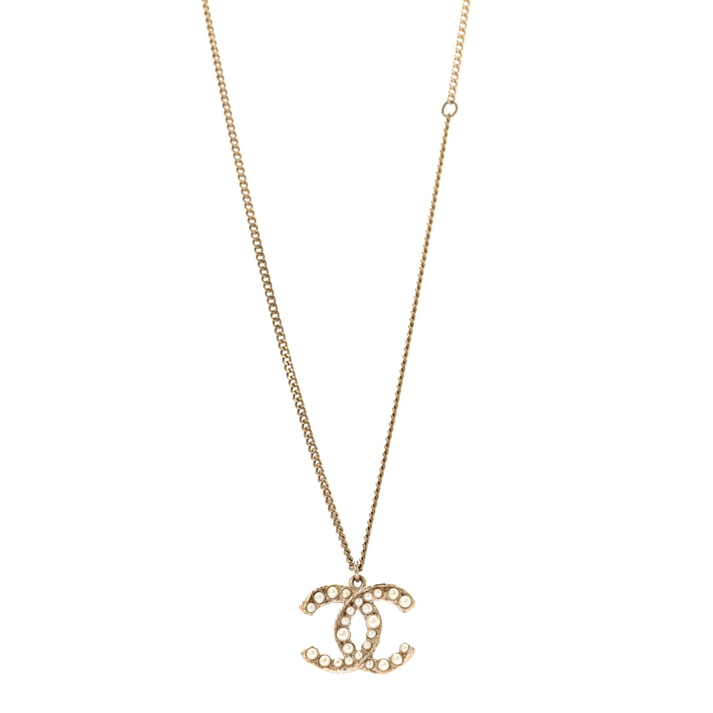 Pearl CC Pendant Necklace Light Gold