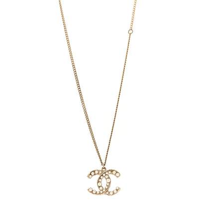 Chanel Pearl CC Pendant Necklace Light Gold 1 of 7