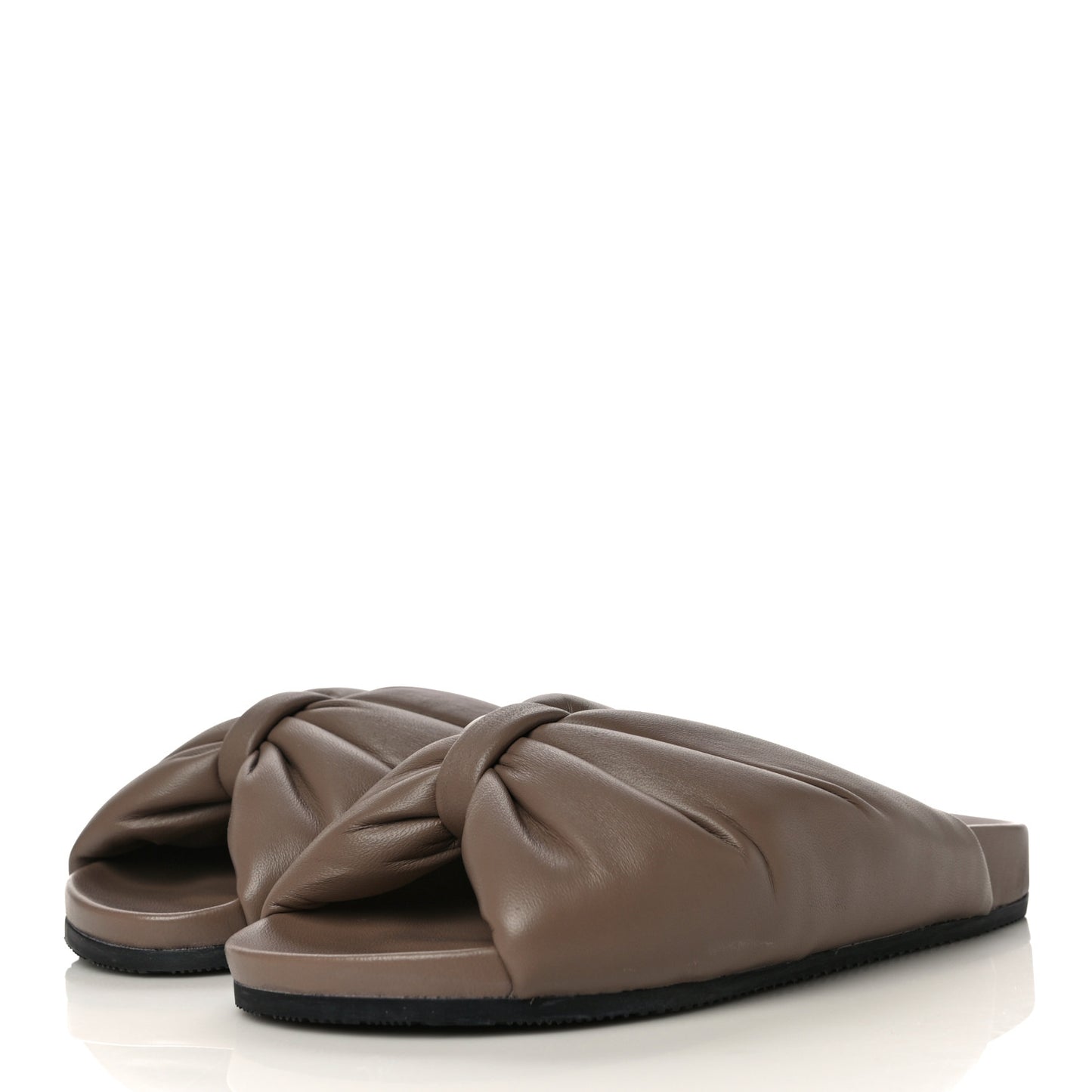 Smooth Nappa Logo Puffy Slide Sandals 37 Mink Grey White