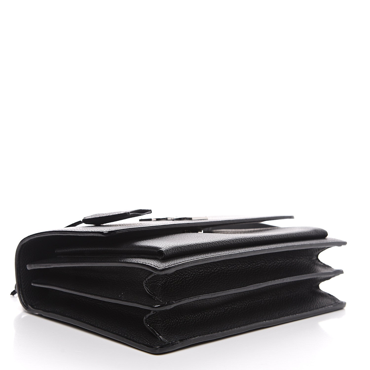 Saint Laurent Grained Calfskin Monogram Sunset Satchel Black 3 of 8