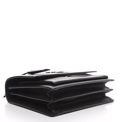 Saint Laurent Grained Calfskin Monogram Sunset Satchel Black 3 of 8