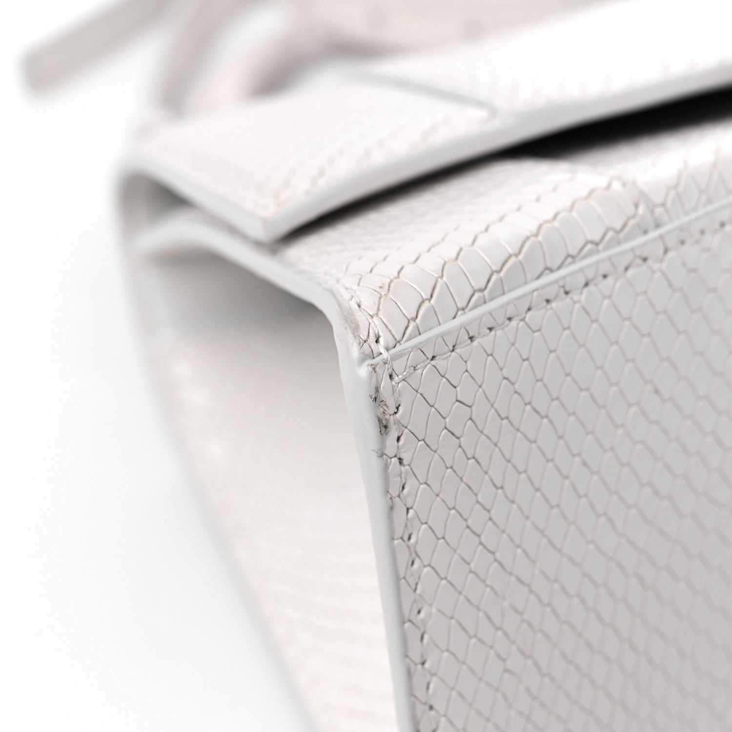 Balenciaga Calfskin Snake Embossed Small Hourglass Top Handle Bag White 8 of 14