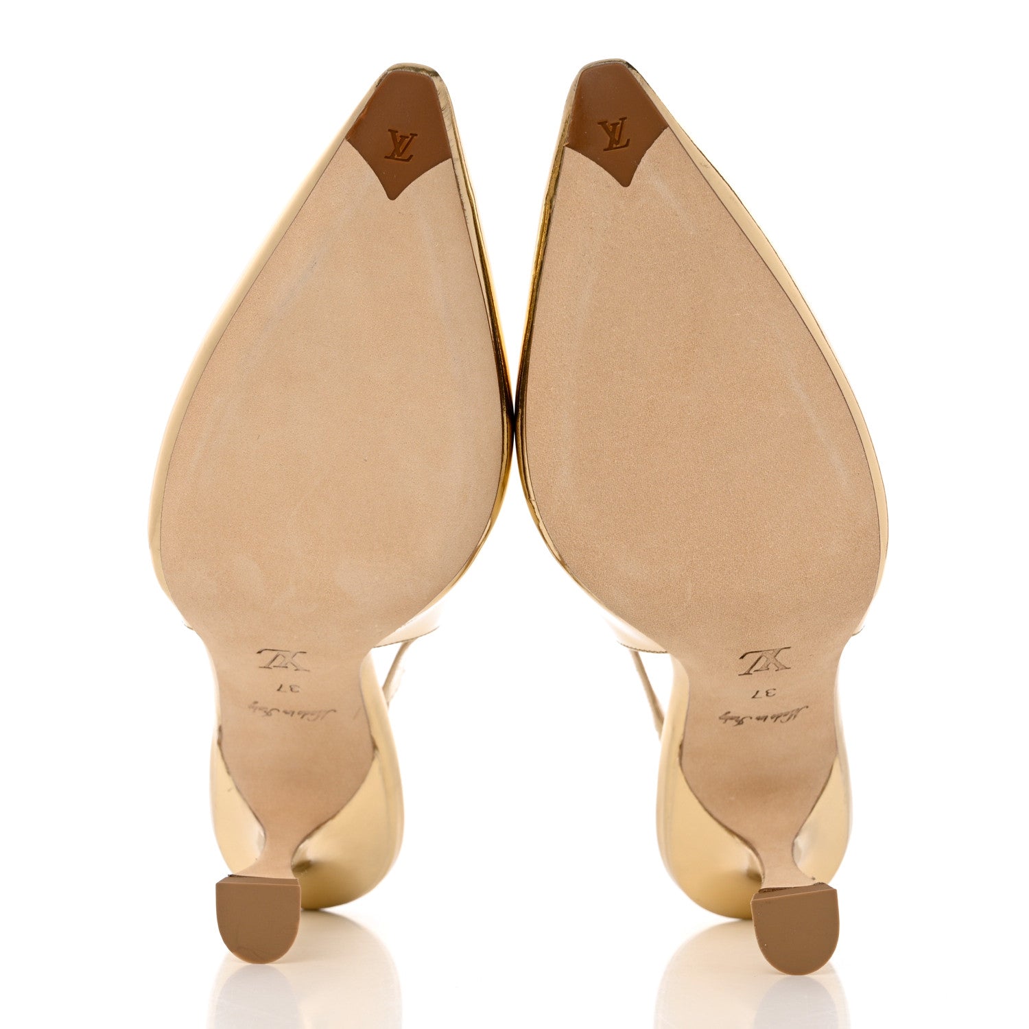 Louis Vuitton Metallic Calfskin Sparkle Slingback Pumps 37 Gold 7 of 12