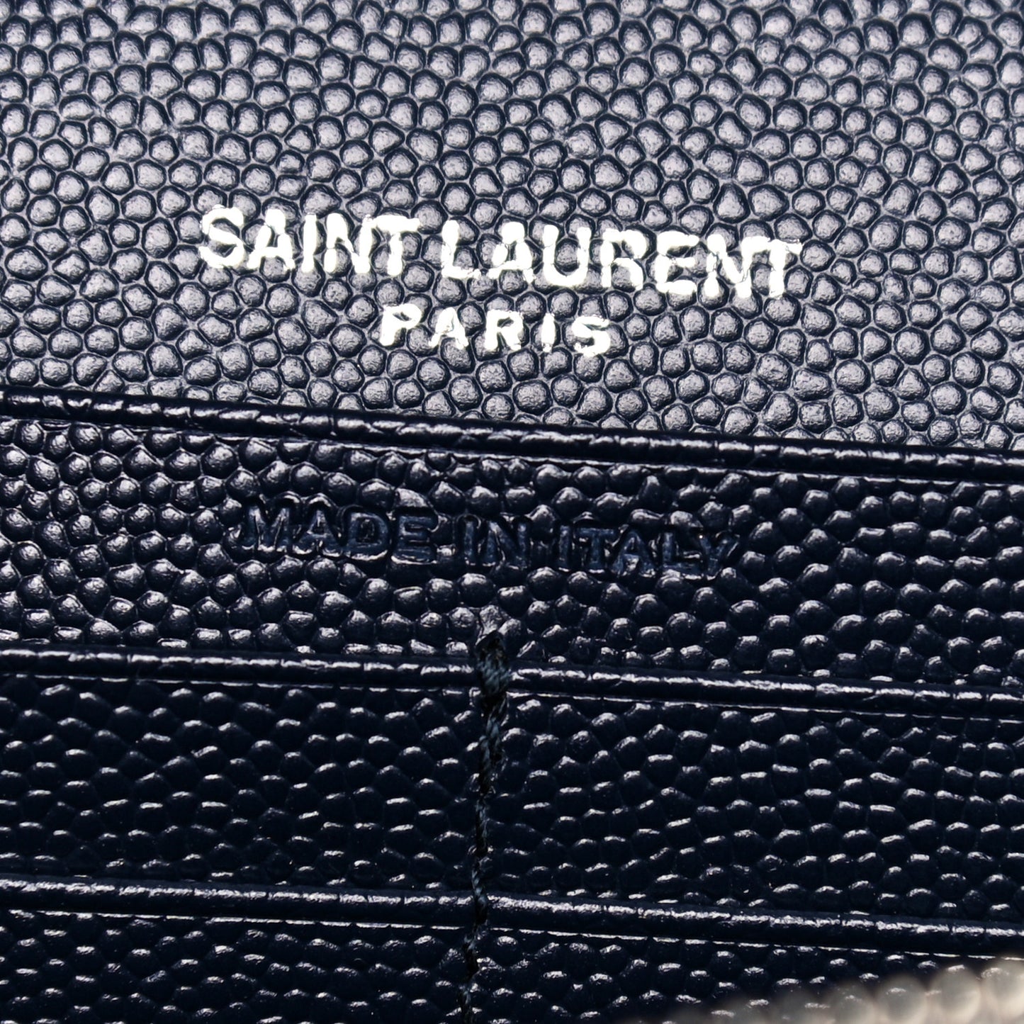 Grain De Poudre Matelasse Chevron Monogram Chain Wallet Deep Marine