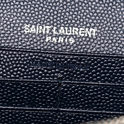 Saint Laurent Grain De Poudre Matelasse Chevron Monogram Chain Wallet Deep Marine 7 of 11