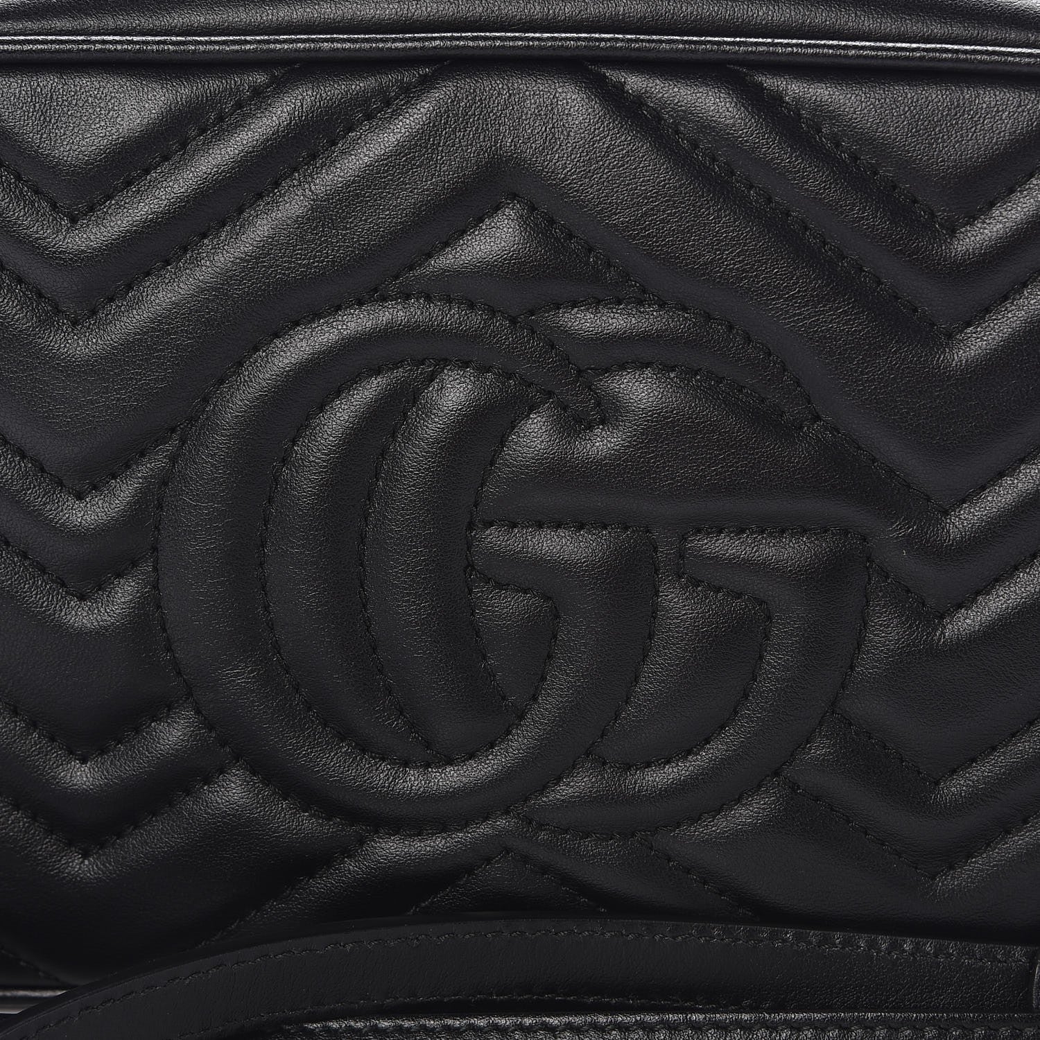 Gucci Calfskin Matelasse Small GG Marmont Chain Shoulder Bag Black 9 of 10