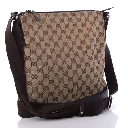 Gucci Monogram Calfskin Perforated Medium Flat Messenger Bag Dark Brown 3 of 11