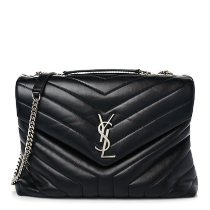 Saint Laurent Calfskin Y Quilted Monogram Medium Loulou Chain Satchel Black 1 of 8