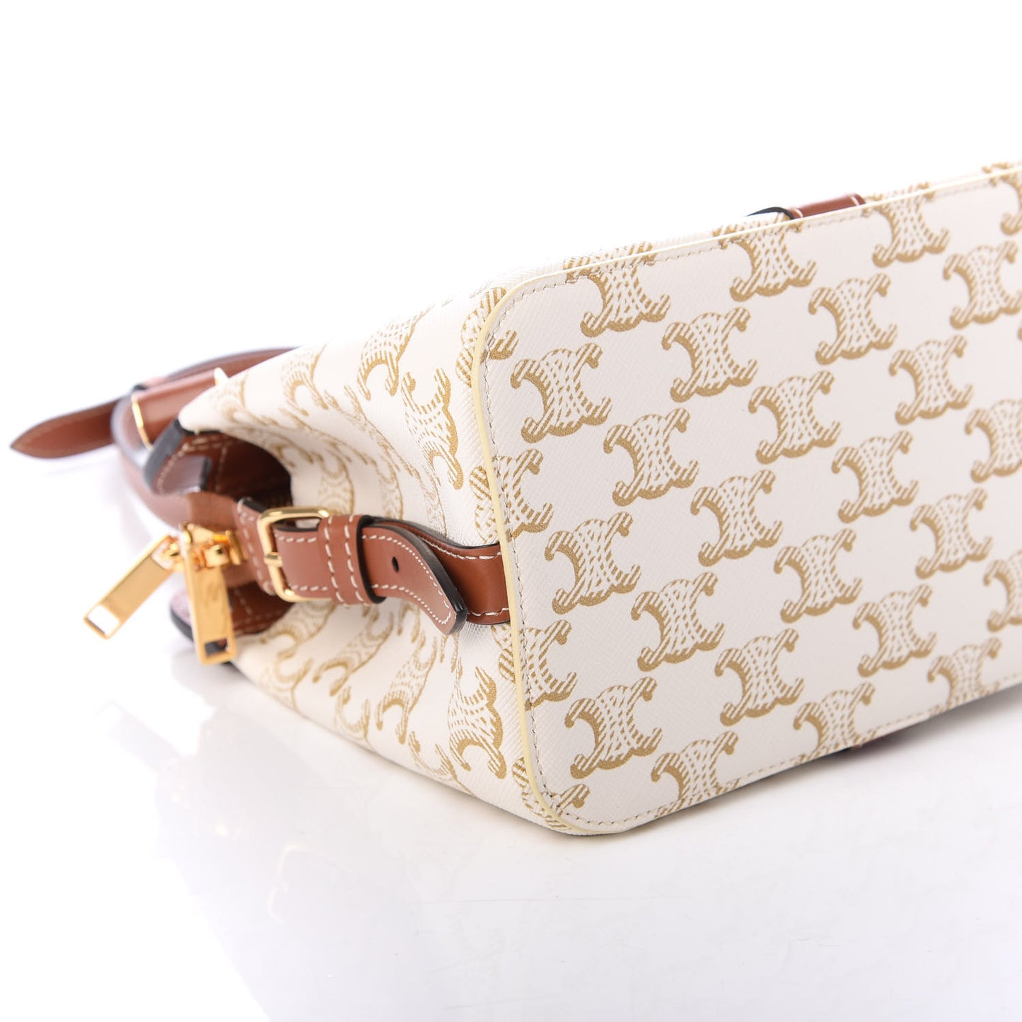 Calfskin Canvas Triomphe Teen Cabas De France White