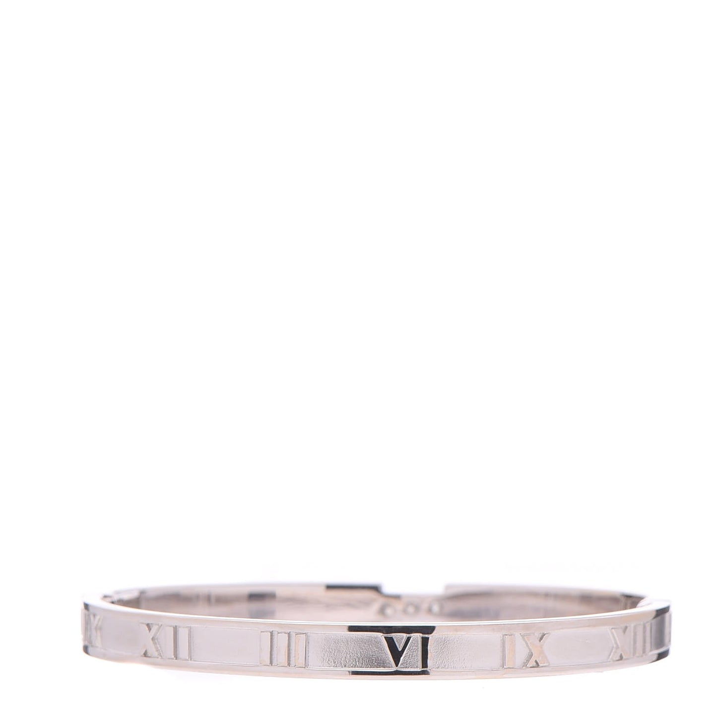 18K White Gold Diamond Atlas Closed Hinged Bangle Bracelet