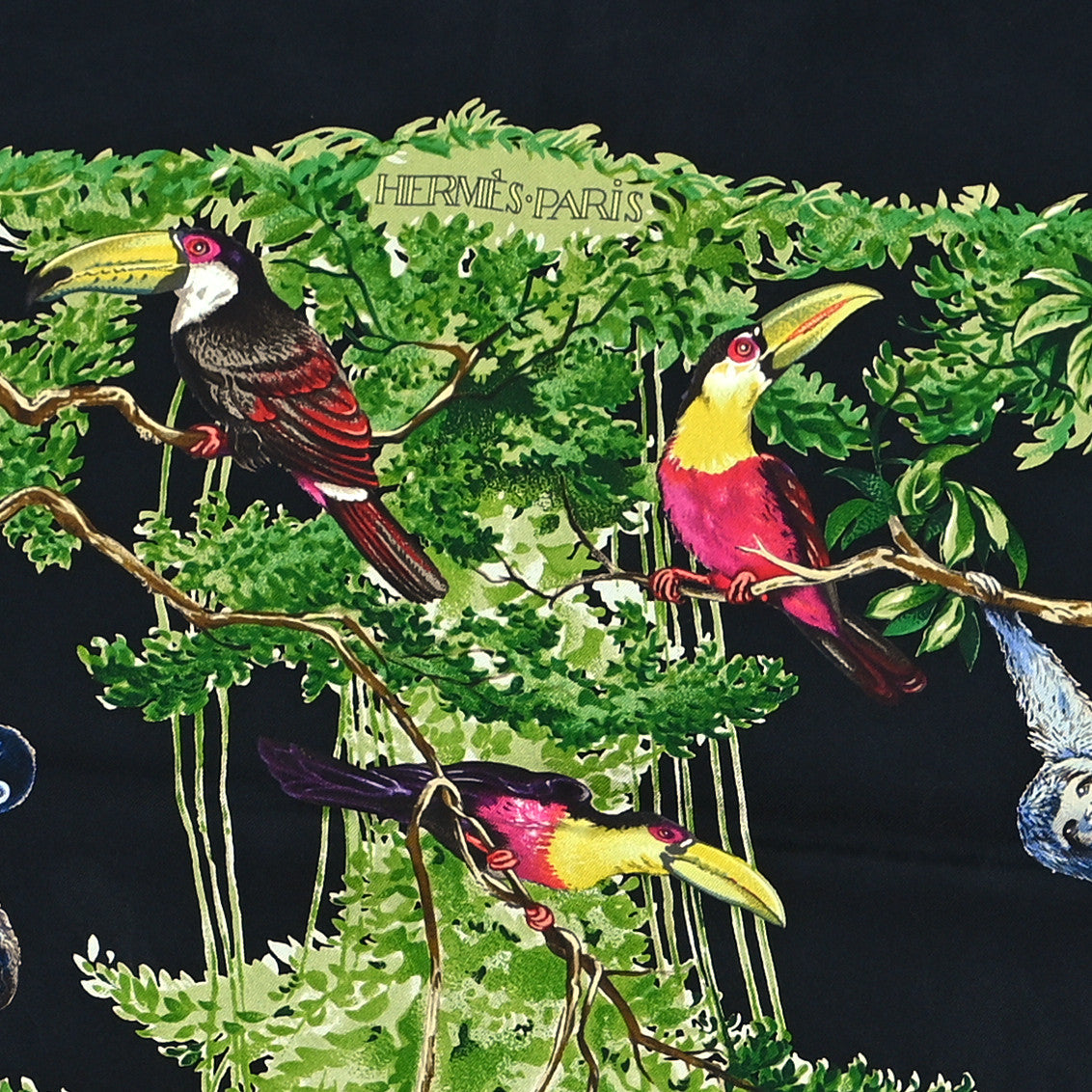 Hermes Silk Equateur Scarf 90 Black Vert Bleu 2 of 4