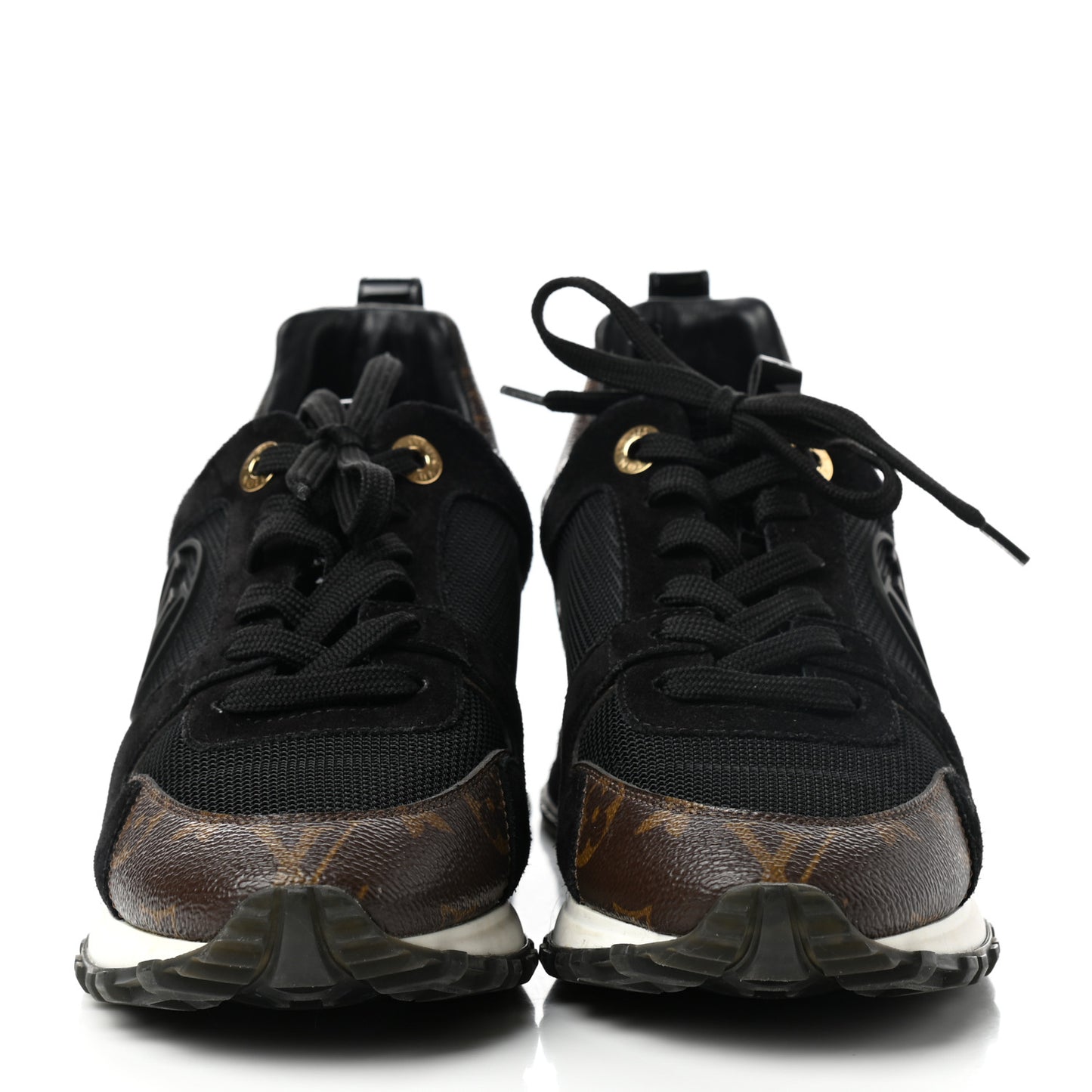 Suede Monogram Run Away Sneakers 37 Black