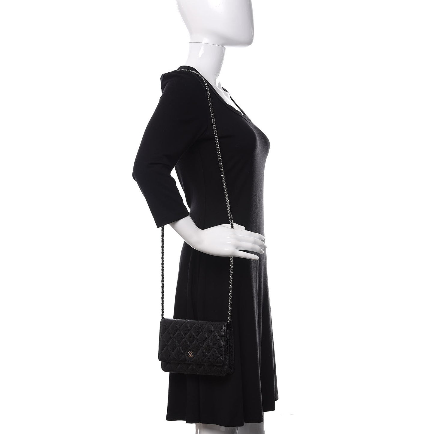 Caviar Quilted Wallet On Chain WOC Black