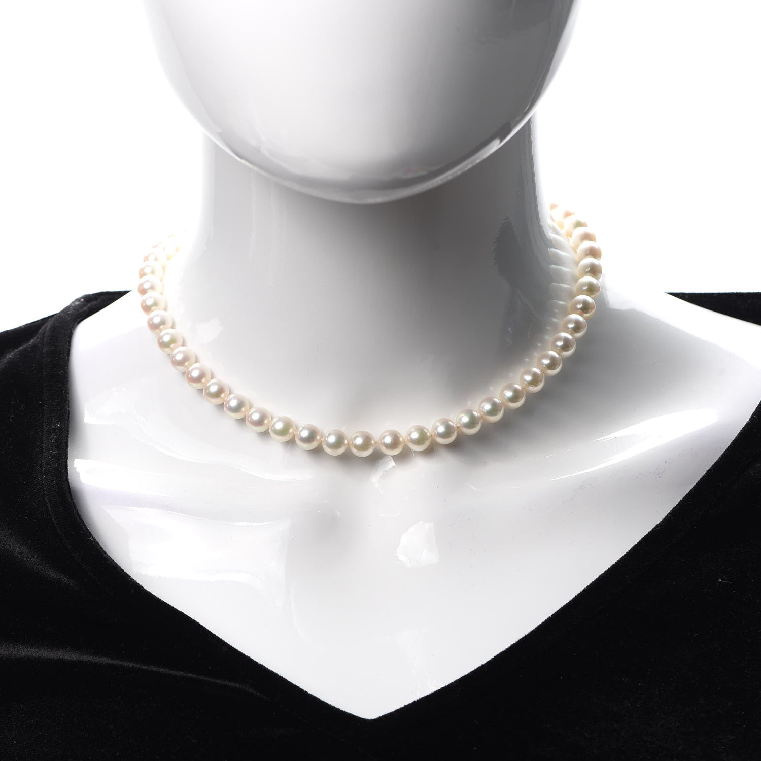Tiffany 18K Yellow Gold Akoya Pearl 7.5mm Signature Strand Necklace 2 of 7