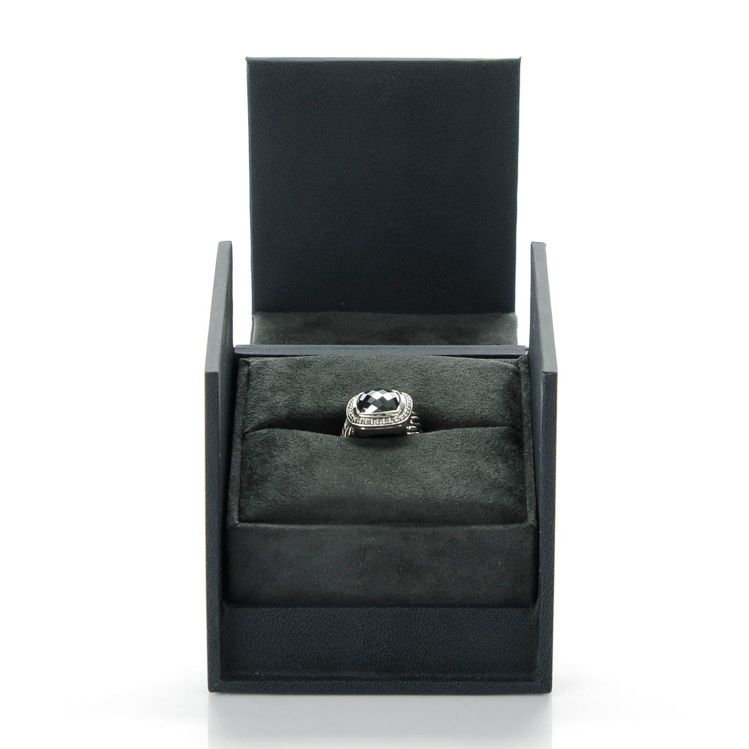 David Yurman Sterling Silver Diamond Hematite 11mm Albion Ring 54 7 5 of 5