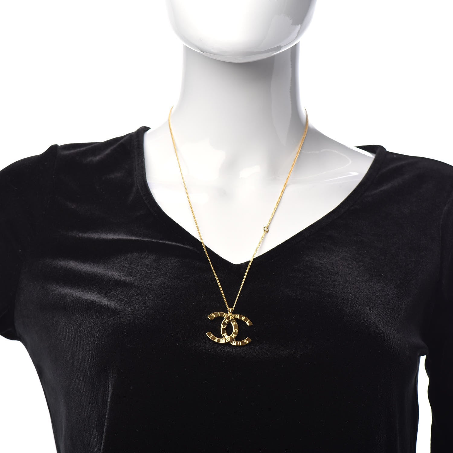 Chanel Metal CC Paris Button Necklace Gold 2 of 6