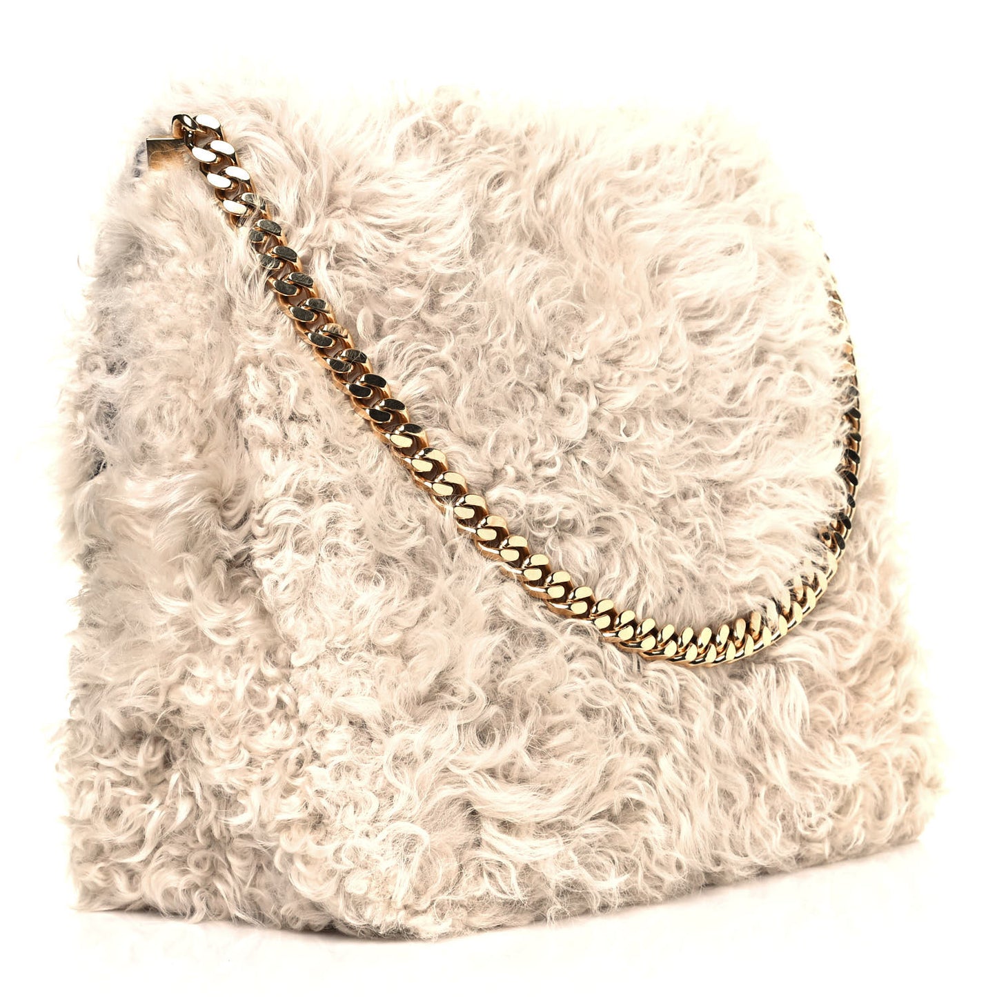 Shearling Gourmette Shoulder Bag Cream