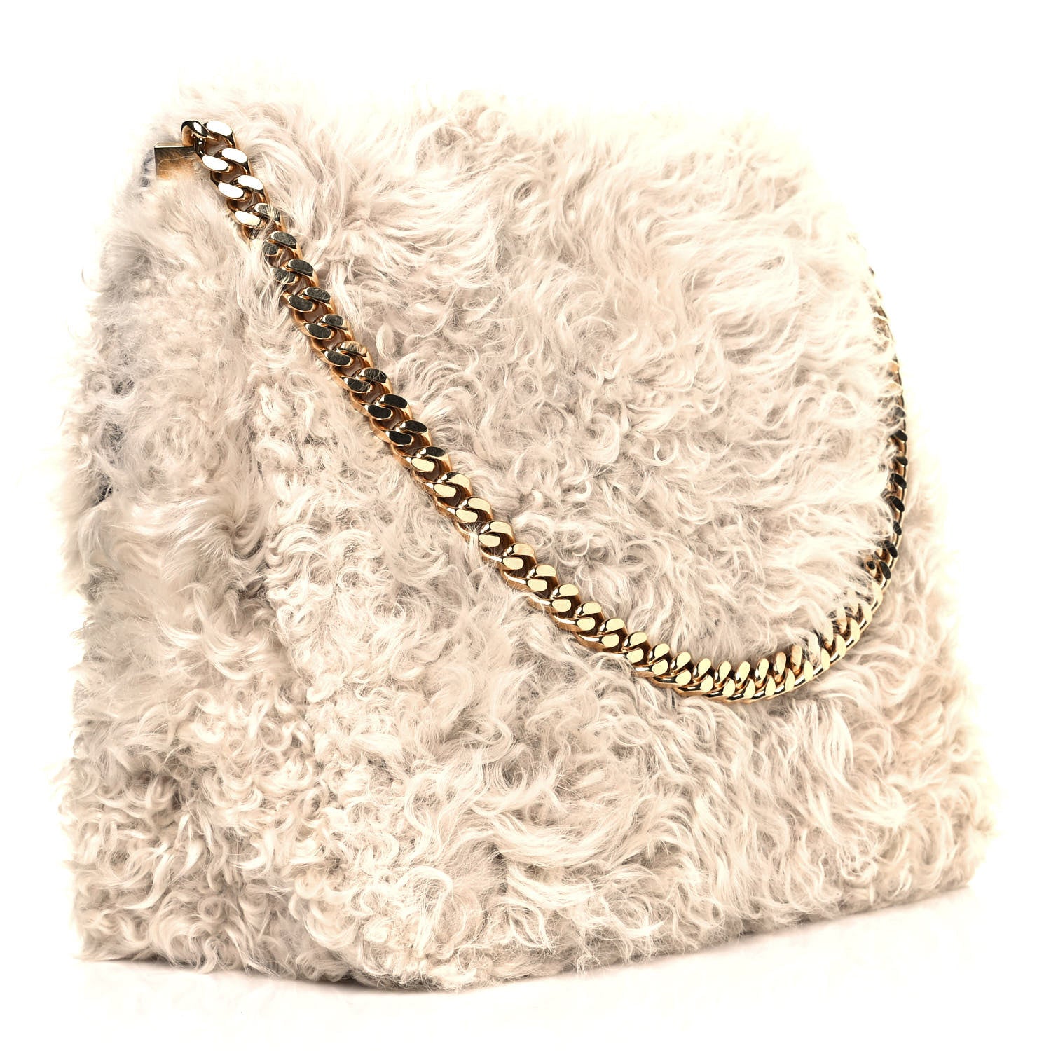 Celine Shearling Gourmette Shoulder Bag Cream 3 of 11