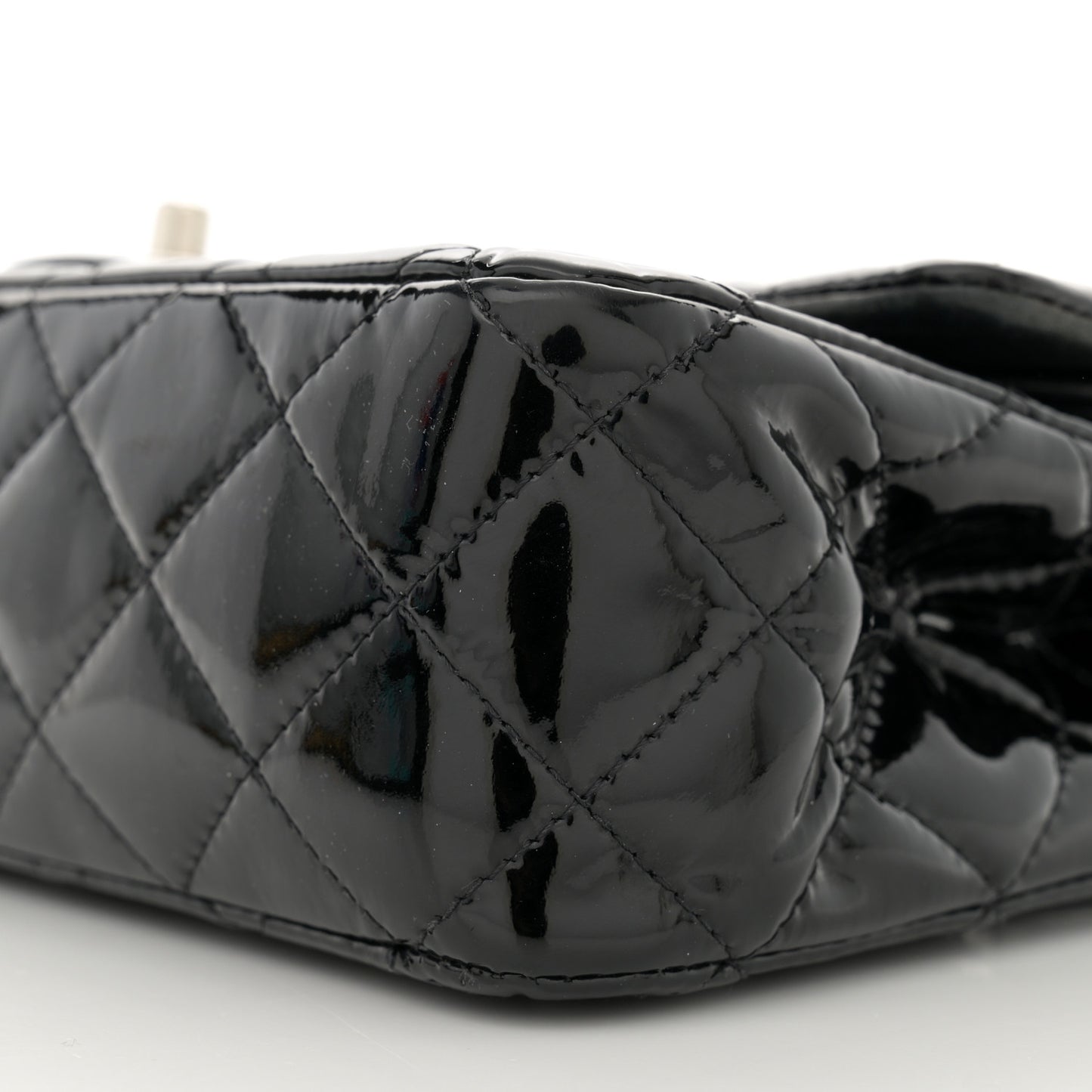 Patent Quilted Medium Double Flap Black