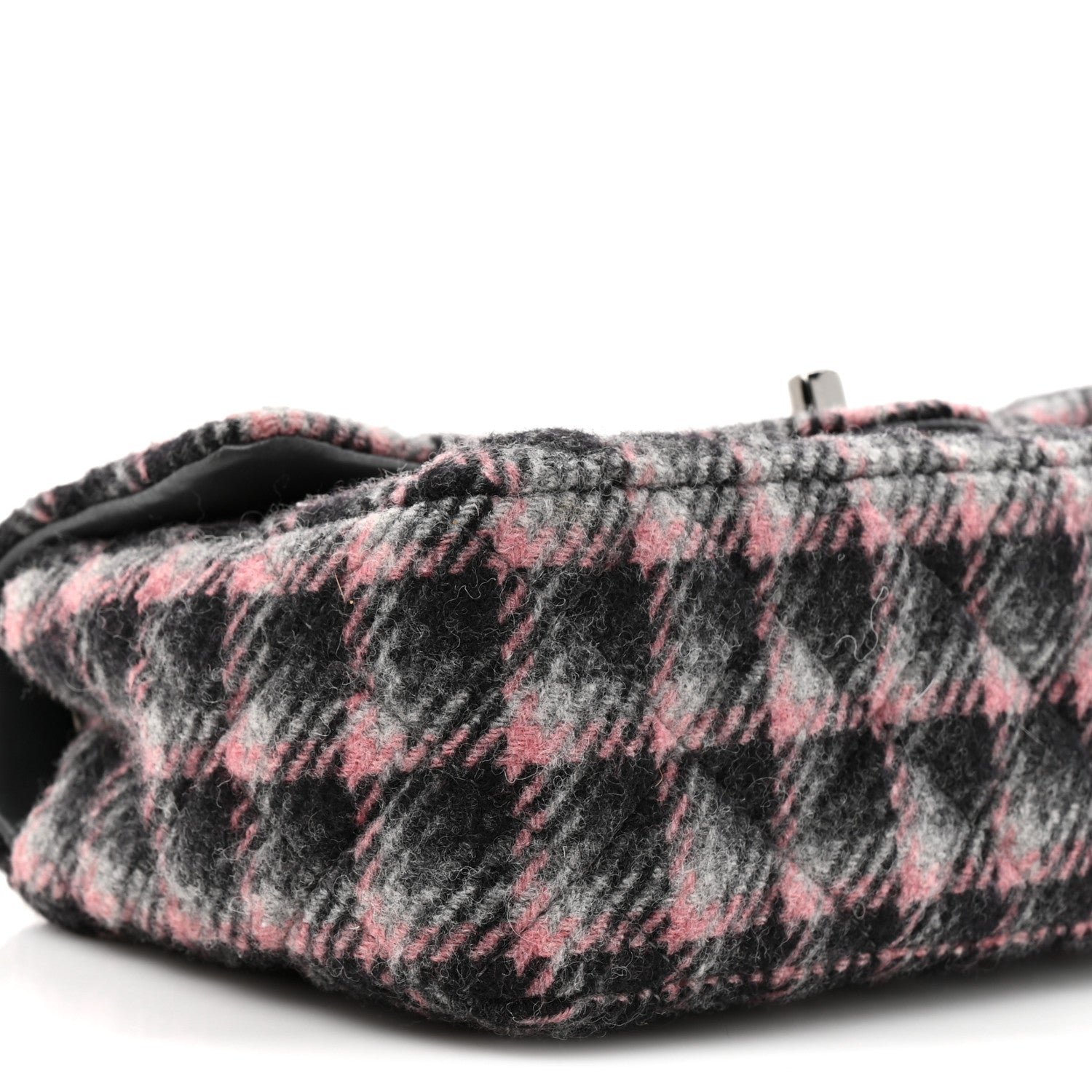 Chanel Wool Plaid Quilted Mini Rectangular Flap Pink Grey Multicolor 9 of 10