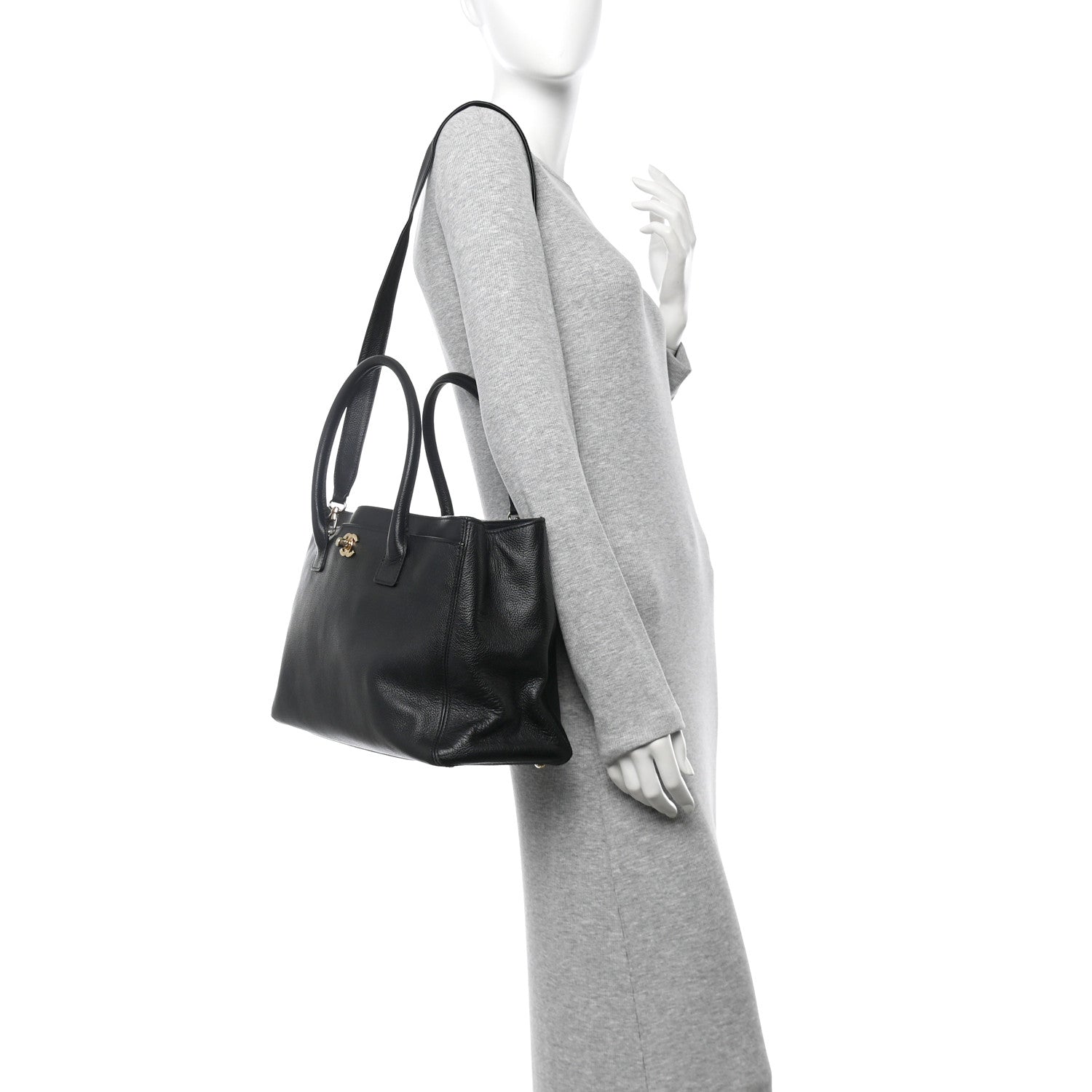 Chanel Calfskin Cerf Executive Shopper Tote Black 2 of 12