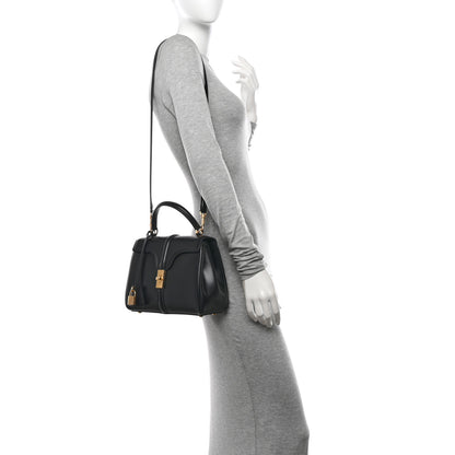 Celine Satinated Calfskin Small 16 Top Handle Bag Black 2 of 11
